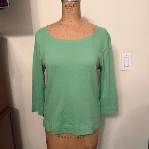 Lauren Ralph Lauren Green Cropped Long Sleeve T-Shirt